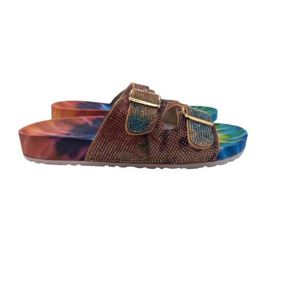 Nicole Miller tie dye rhinestone 2 buckle sandals Size 8 - Picture 8 of 10